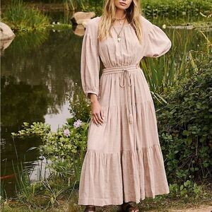 NWT Free People Ibiza Midi Sundress in Mushroom Bloom